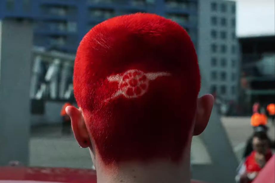 Arsenal cannon shaved into someone's hair