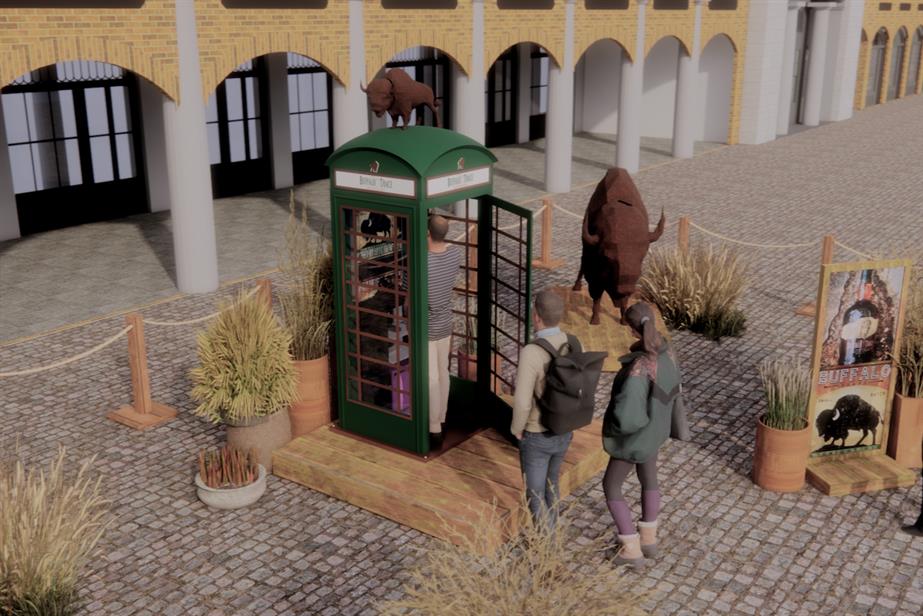 A concept image of Buffalo Trace's telephone box pop-up at Covent Garden