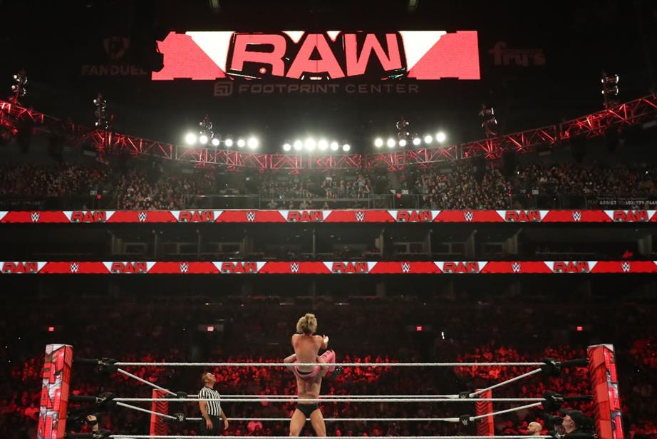 Boxing ring with WWE's Raw logo