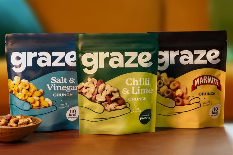 An image of three packets of Graze.