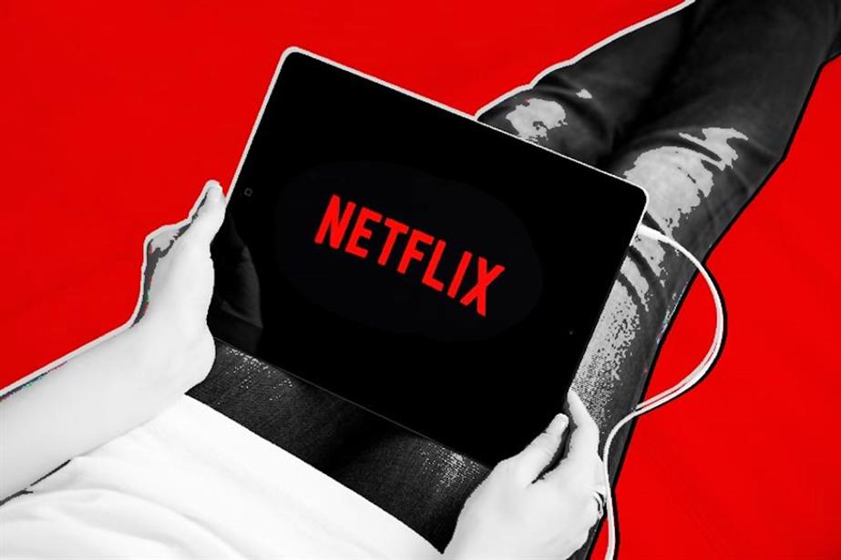 Illustration of person watching the Netflix logo on a tablet