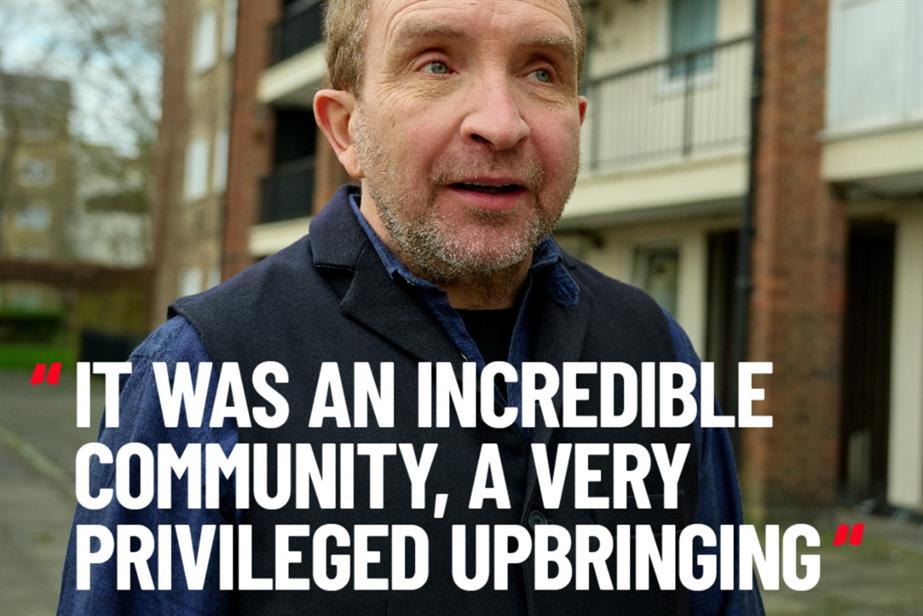  Eddie Marsan with copy saying it was an incredible community a very privileged upbringing