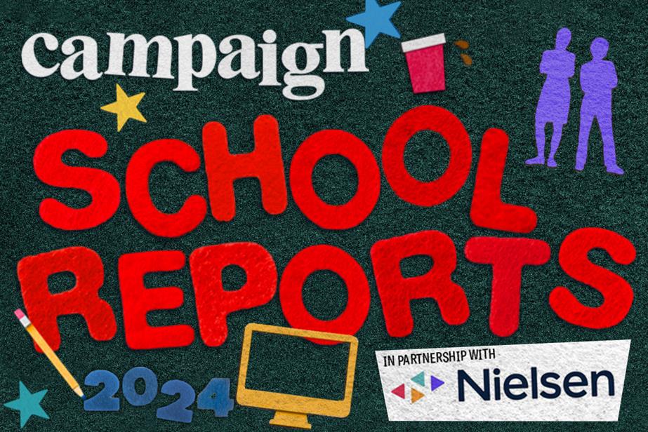 Campaign School Reports 2024 logo in felt with Nielsen logo